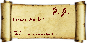 Hruby Jenő névjegykártya